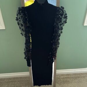 Almost Famous Black Cocktail Dress with Mandarin Collar